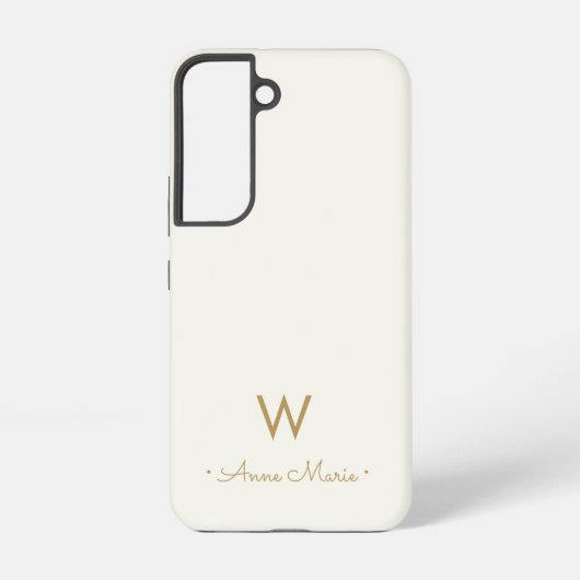 Coque Samsung Galaxy Monogramme de script d'or ivoire moderne (Verso)