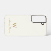 Coque Samsung Galaxy Monogramme de script d'or ivoire moderne (Verso Horizontal)