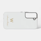 Coque Samsung Galaxy Monogramme de script or gris clair moderne (Verso Horizontal)
