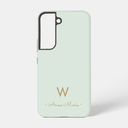 Coque Samsung Galaxy Monogramme de style moderne vert sauge or (Verso)