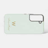 Coque Samsung Galaxy Monogramme de style moderne vert sauge or (Verso Horizontal)