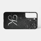 Coque Samsung Galaxy Monogramme d'étincelle à Parties scintillant noire (Verso Horizontal)