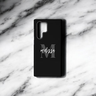 Coque Samsung Galaxy Monogramme Écriture Pinceau Noir