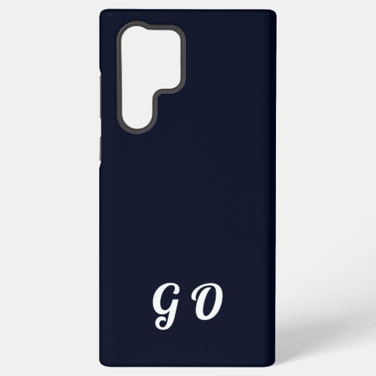 Coque Samsung Galaxy Monogramme Élégant Initial Bleu Foncé (Verso)