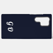 Coque Samsung Galaxy Monogramme Élégant Initial Bleu Foncé (Verso Horizontal)
