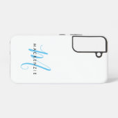 Coque Samsung Galaxy Monogramme élégant moderne blanc ciel bleu script (Verso Horizontal)