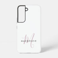 Monogramme élégant moderne blanc rose blush écritu