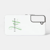 Coque Samsung Galaxy Monogramme élégant moderne blanc vert écriture (Verso Horizontal)
