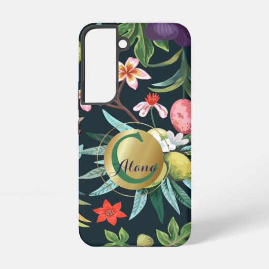 Coque Samsung Galaxy Monogramme exotique tropical du paradis floral (Verso)