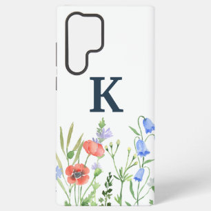 Coque Samsung Galaxy Monogramme Fleur sauvage aquarelle
