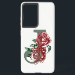 Coque Samsung Galaxy monogramme floral lettre majuscule J<br><div class="desc">Belle typographie avec majuscule initiale</div>