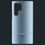 Coque Samsung Galaxy Monogramme minimaliste arrière - plan bleu métalli<br><div class="desc">Image simple,  moderne et élégante d'un arrière - plan bleu métallique. Un accent rayé bleu brillant et un monogramme.</div>