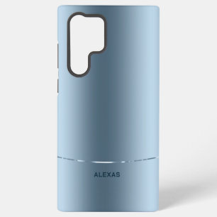 Coque Samsung Galaxy Monogramme minimaliste arrière - plan bleu métalli