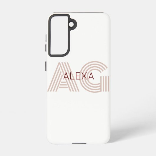 Coque Samsung Galaxy Monogramme moderne beige et vin (Verso)