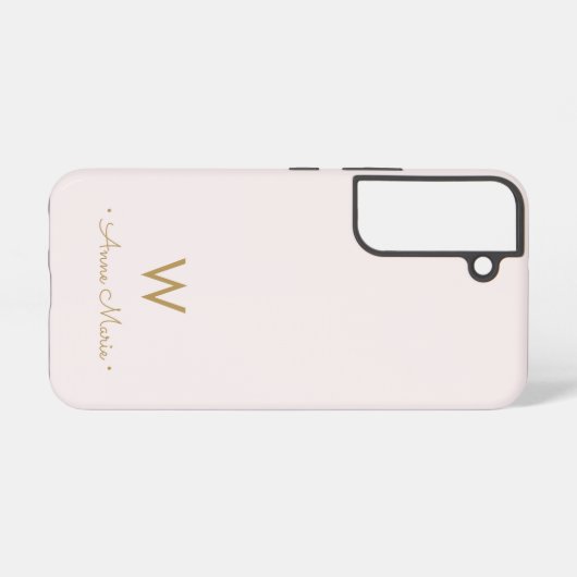 Coque Samsung Galaxy Monogramme moderne Blush Pink Gold Script (Verso Horizontal)