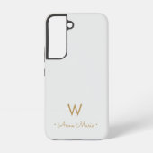 Coque Samsung Galaxy Monogramme Moderne Gris Clair Or Script (Verso)