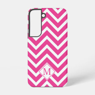 Coque Samsung Galaxy Monogramme Moderne Rayures Chevron Rose