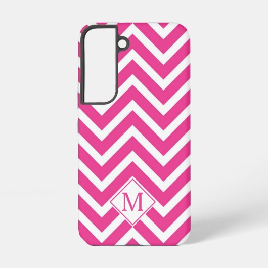 Coque Samsung Galaxy Monogramme Moderne Rayures Chevron Rose (Verso)