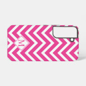 Coque Samsung Galaxy Monogramme Moderne Rayures Chevron Rose (Verso Horizontal)