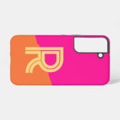 Coque Samsung Galaxy Monogramme Moderne Rose Orange Chaud (Verso Horizontal)