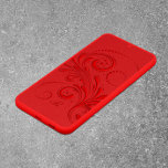 Coque Samsung Galaxy Monogramme monochromatique à spirale rouge<br><div class="desc">Elégante texture rouge avec un élégant tourbillon rouge,  design monochromatique. monogramme personnalisable. Une conception minimaliste simple de boîtier téléphonique ferait un cadeau parfait pour la Saint-Valentin.</div>