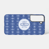 Coque Samsung Galaxy monogramme motif de roue bleue (Verso Horizontal)