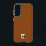 Coque Samsung Galaxy Monogramme or de luxe de taille<br><div class="desc">Simple boîtier de téléphone monogrammed de luxe dispose d'un design moderne avec emblème de monogramme d'or métallique brossé sur sable suede look arrière - plan texturé.</div>