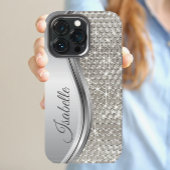 Coque Samsung Galaxy Monogramme Parties scintillant en métal argenté lo