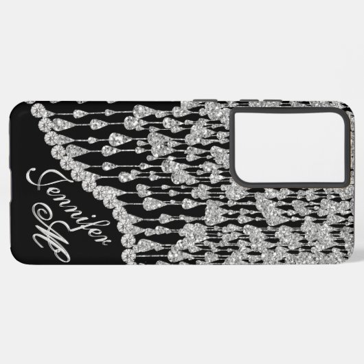 Coque Samsung Galaxy Monogramme Parties scintillant Icicules Glam (Côté gauche)