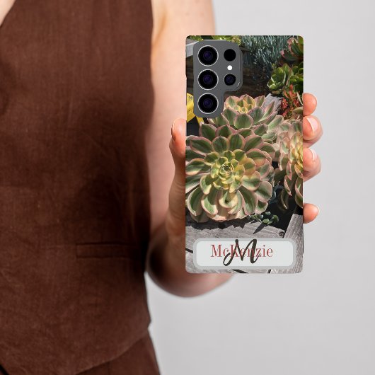 Coque Samsung Galaxy Monogramme personnalisé Jardin Succulent Océanside