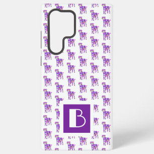 Coque Samsung Galaxy Monogramme Silhouette de Chien Border Terrier Viol