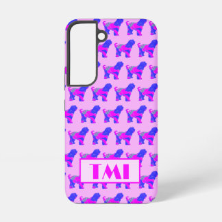Coque Samsung Galaxy Monogramme silhouette de chien tibétain rose migno