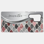 Coque Samsung Galaxy Monogramme Sirène Échelle Parties scintillant rose (Verso Horizontal)