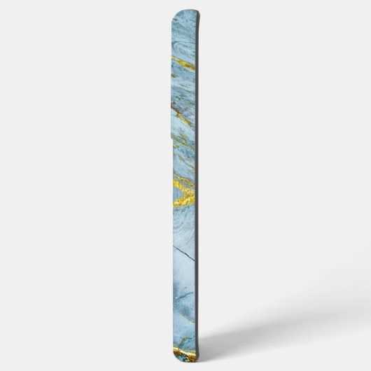 Coque Samsung Galaxy Monogramme texturé en marbre bleu moderne (Verso Horizontal)