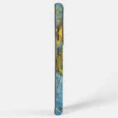 Coque Samsung Galaxy Monogramme texturé en marbre bleu moderne (Côté droit)