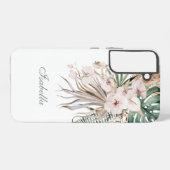 Coque Samsung Galaxy Monstère tropicale et orchidée Nom personnalisé (Verso Horizontal)