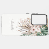 Coque Samsung Galaxy Monstère tropicale et orchidée Nom personnalisé (Côté gauche)