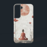 Coque Samsung Galaxy Moon Garden Harmony Téléphone<br><div class="desc">Une femme paisible est assise au milieu de fleurs en fleurs sous la lune montante,  offrant un lien avec la nature,  l'équilibre et l'énergie féminine.</div>