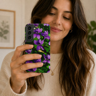 Coque Samsung Galaxy Mosaïque de violettes des bois, fleur de l'État du