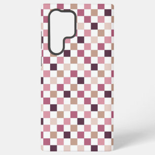 Coque Samsung Galaxy Mosaïque minimaliste à carreaux violets et bruns