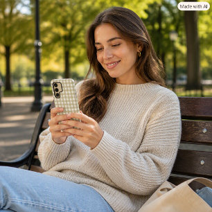 Coque Samsung Galaxy Motif à carreaux gingham vert sauge et blanc