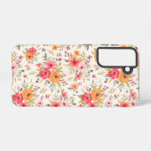 Coque Samsung Galaxy Motif à fleurs Orange Doodle Garden (Verso Horizontal)