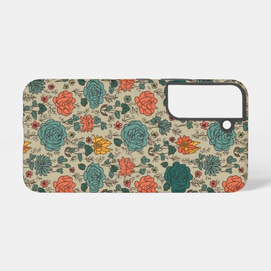 Coque Samsung Galaxy Motif à fleurs rétro Galaxy S22 Coque (Verso Horizontal)