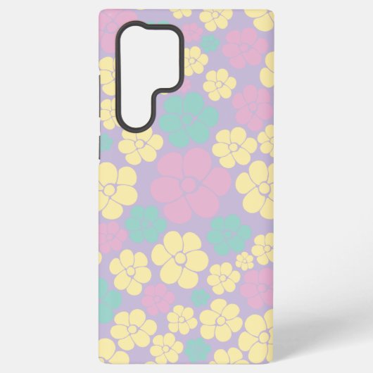 Coque Samsung Galaxy Motif à fleurs - rose, jaune, violet et vert (Verso)