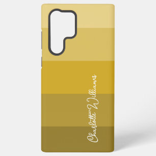 COQUE SAMSUNG GALAXY MOTIF À RAYURES DE COULEUR OR JAUNE CHAUD NOM