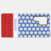 Coque Samsung Galaxy Motif à thème de golf nom personnalisé rouge bleu (Verso Horizontal)
