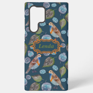 Coque Samsung Galaxy Motif aquarelle d'oiseaux bleus
