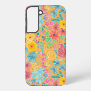 Coque Samsung Galaxy Motif aquarelle floral en jaune