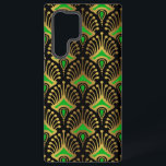 Coque Samsung Galaxy Motif Art déco or et vert sur noir<br><div class="desc">Motif Art déco or et vert sur un arrière - plan noir.</div>