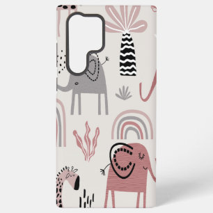 Coque Samsung Galaxy motif avec des éléphants et des girafes mignons gé